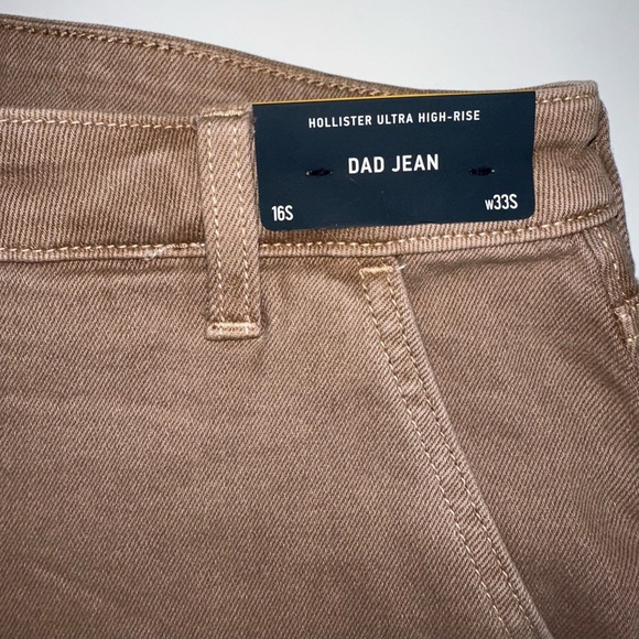 NWT Hollister Women’s Ultra High Rise Dad Jeans Tan Cargo Vintage Stretch 16 - Picture 2 of 9